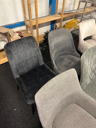 6x Eetkamerstoelen, licht blauw